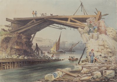 Demolition of Old London Bridge by English School